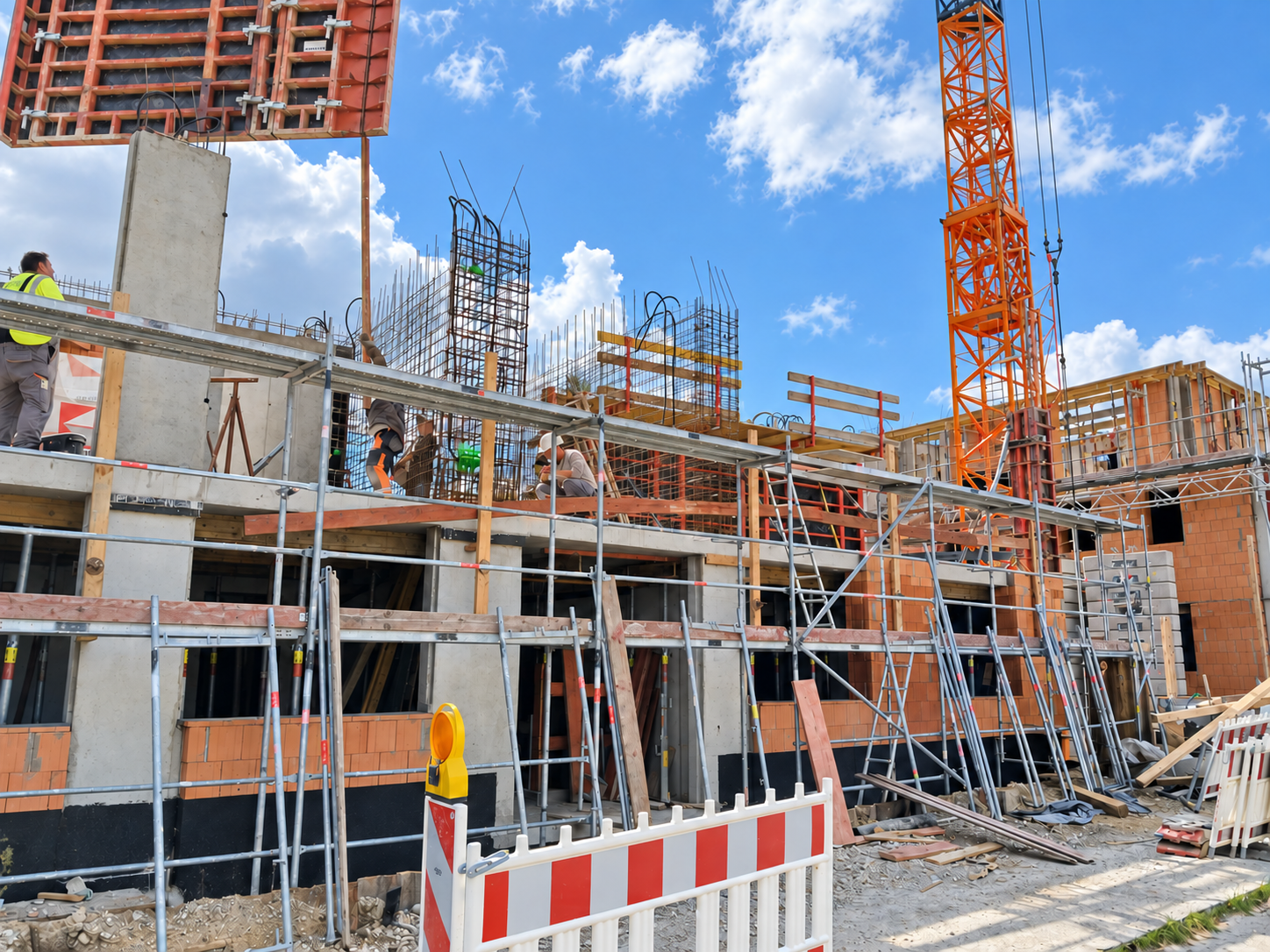Rohbau – Betonbauteile, Bewehrung und Gerüst