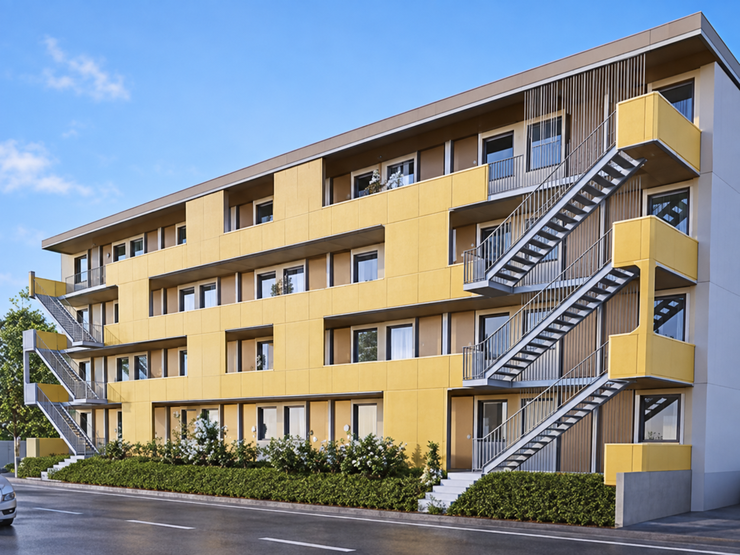 Studentenapartments Ingolstadt – KI-überarbeitete Architekturvisualisierung